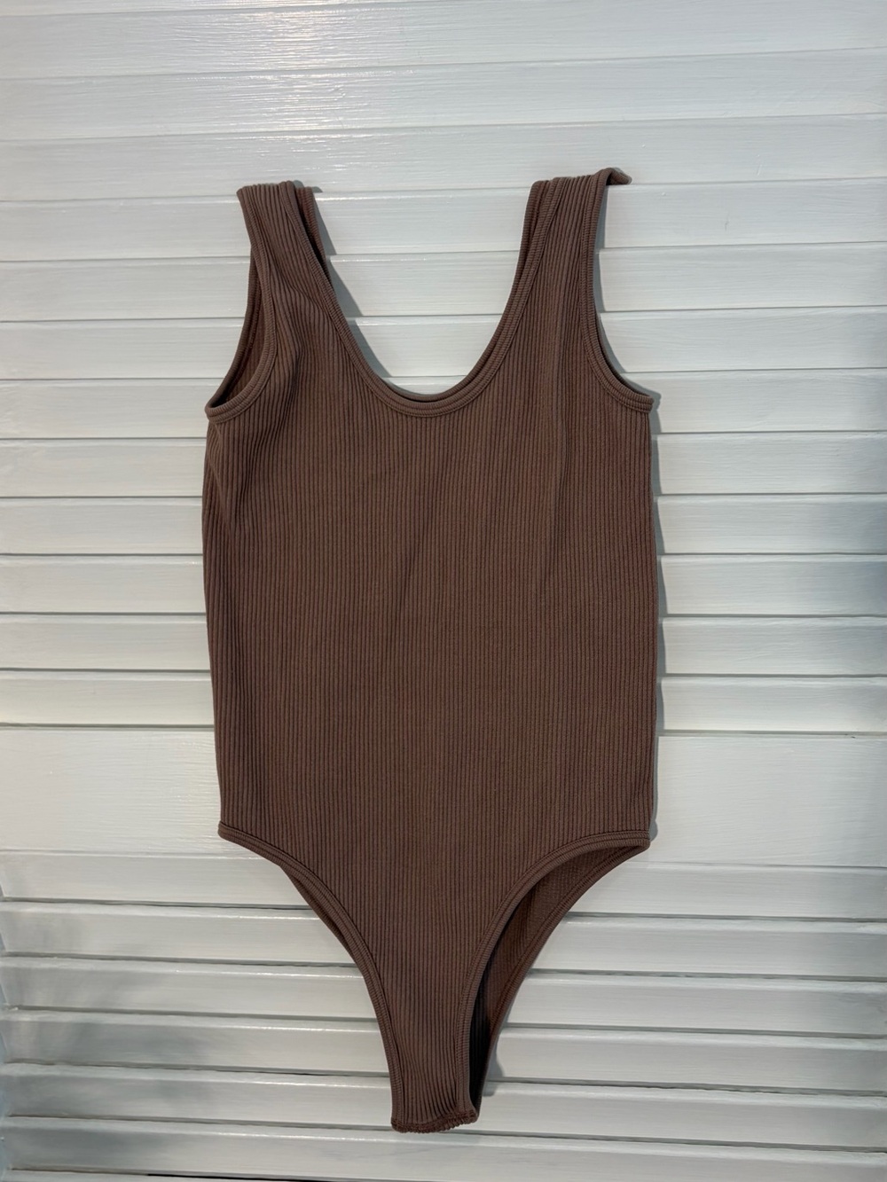 Zara Brown Ribbed Tank One-Piece Bodysuit